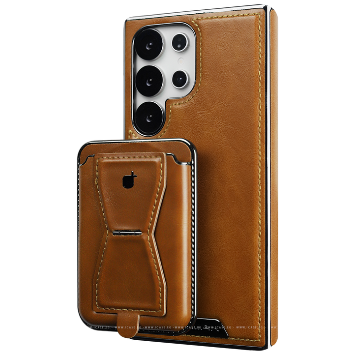 Rimbmax Leather Wallet Case with Card Holder for Samsung S25 Ultra