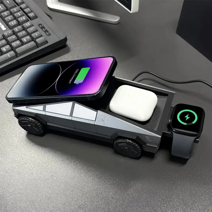 Cyber Charge 3-in-1 Motorized Wireless Charging Dock