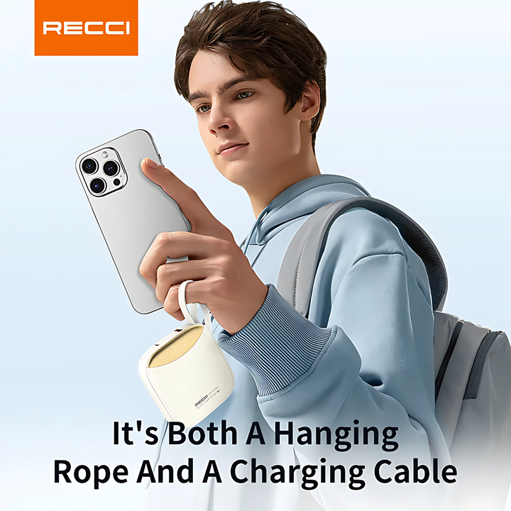 Recci Stylish Power Bank Fast Charging with Dual Cable 10000mAh
