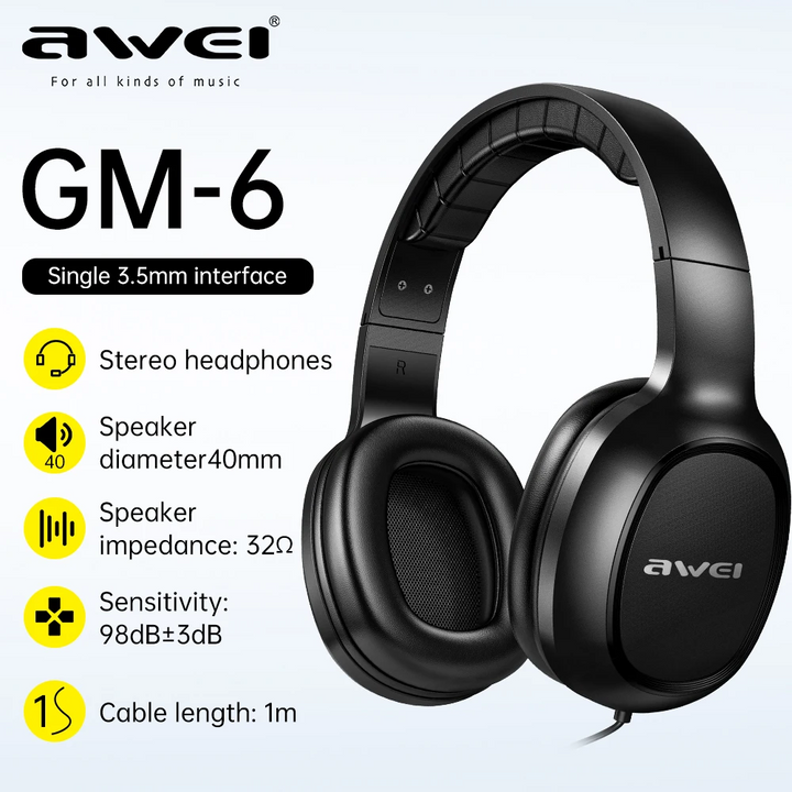 Awei Wired Gaming Headphones with Mic