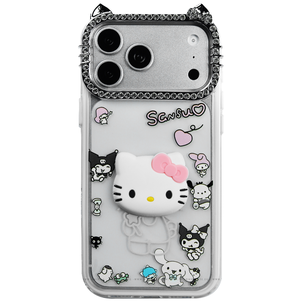 Cute Cartoon Clear Case with Shiny Camera Frame iPhone 17 Air