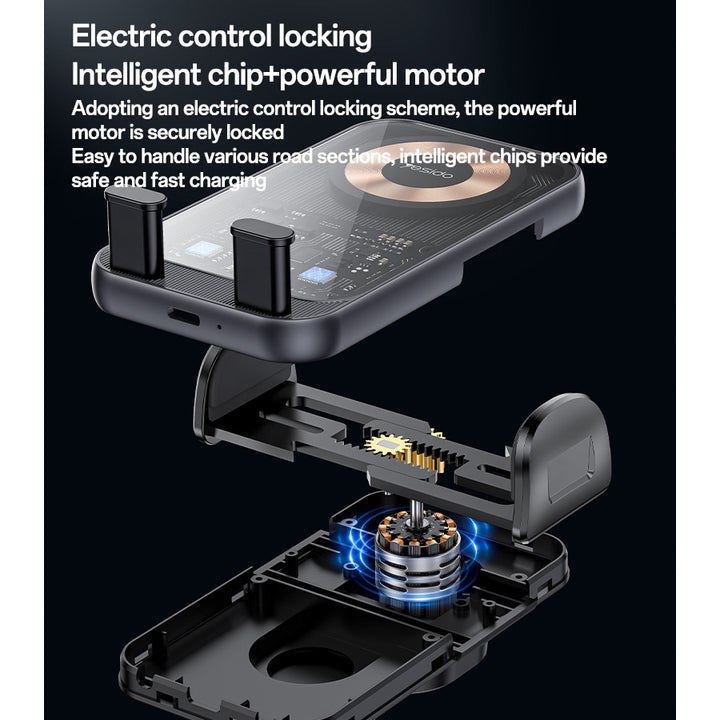 Yesido 15W Wireless Charging Transparent Car Phone Holder