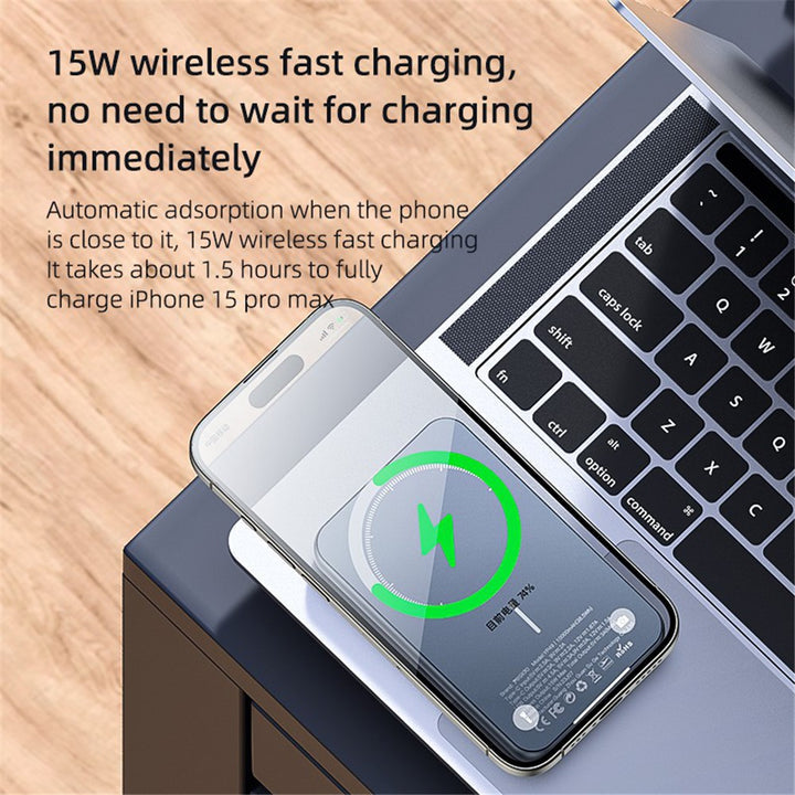 Yesido 10000mAh \ 15W Power Bank with LED Digital Display & Fast Wireless Charging