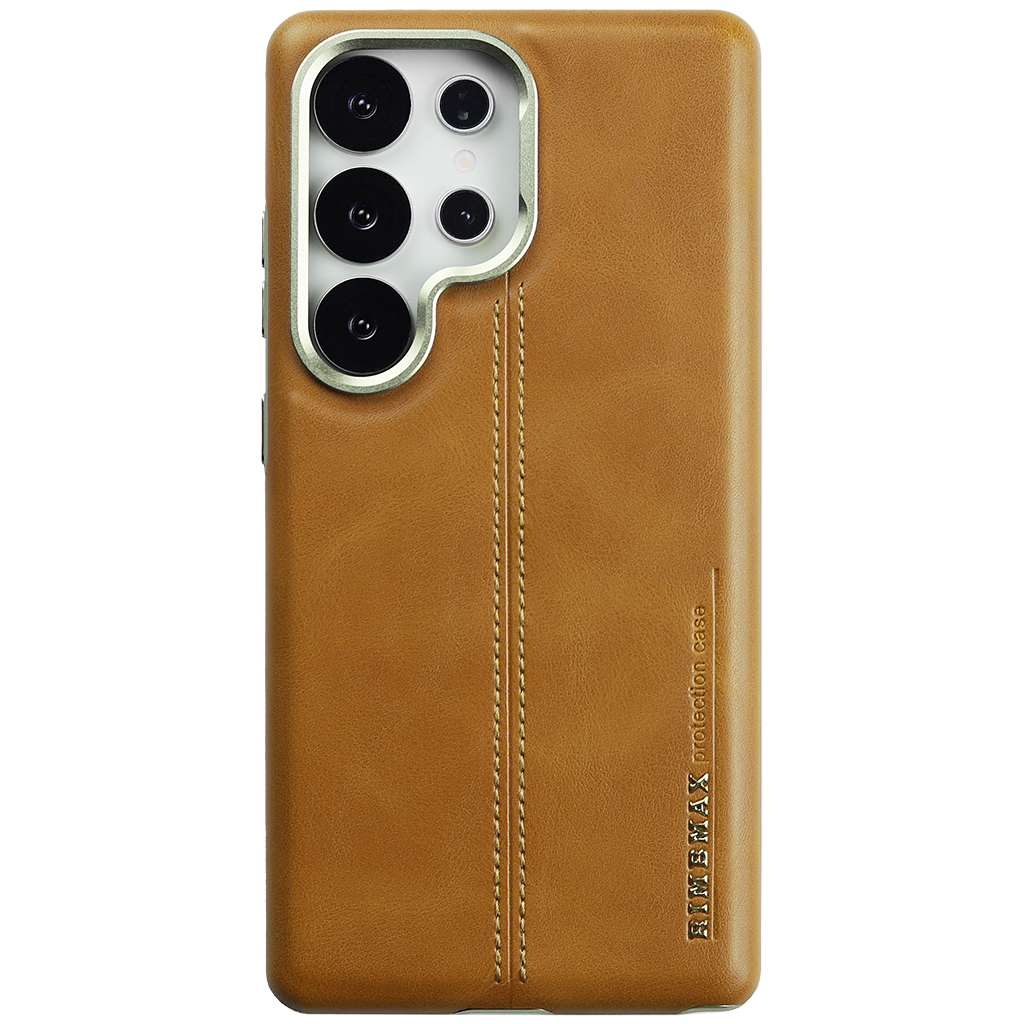 RIMBMAX Premium Leather Stitched MagSafe Case for Samsung S25 Ultra