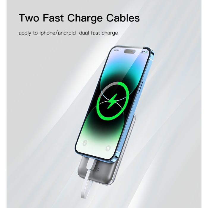 Yesido 10000mAh \ 22.5W Fast Charging Power Bank with Built-in HD Cable