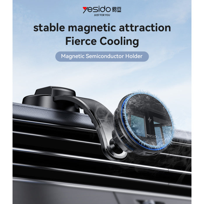 Yesido Semiconductor Cooling 15W Magnetic Wireless Car Charger Holder