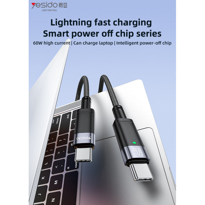 Yesido 60W Type-C to Type-C Auto Disconnect Fast Charging Cable