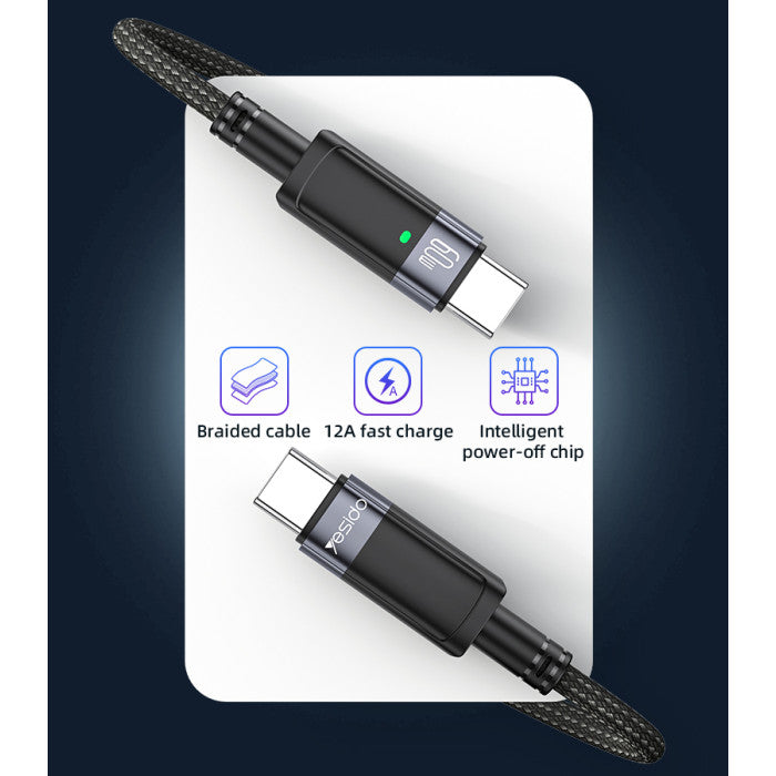 Yesido 60W Type-C to Type-C Auto Disconnect Fast Charging Cable