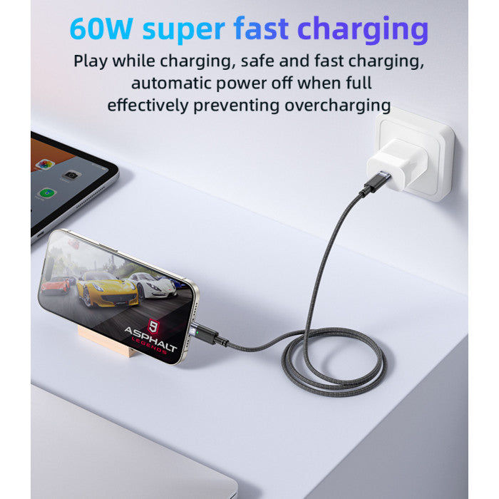 Yesido 60W Type-C to Type-C Auto Disconnect Fast Charging Cable