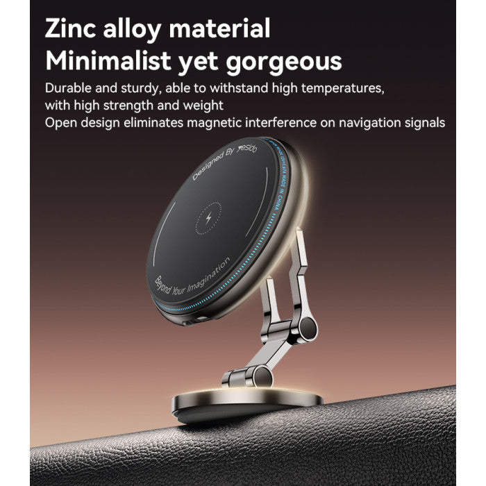 Yesido 15W Magnetic Wireless Car Holder with 360° Rotation