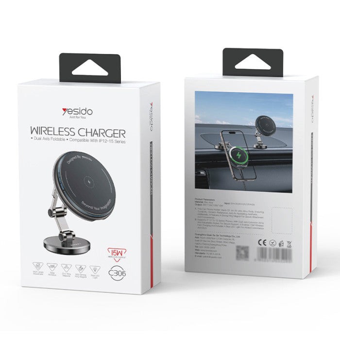 Yesido 15W Magnetic Wireless Car Holder with 360° Rotation
