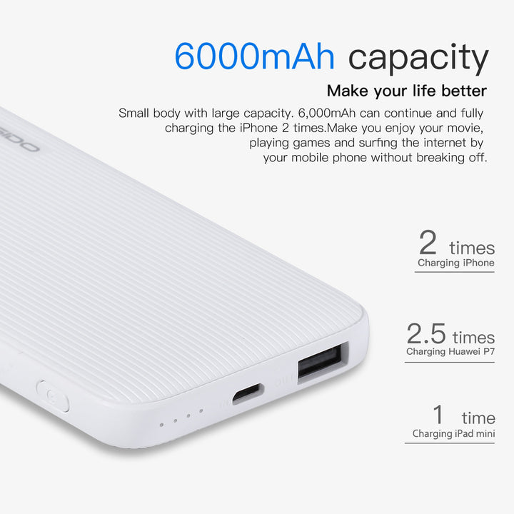Yesido Power Bank 1 USB 6000mAh