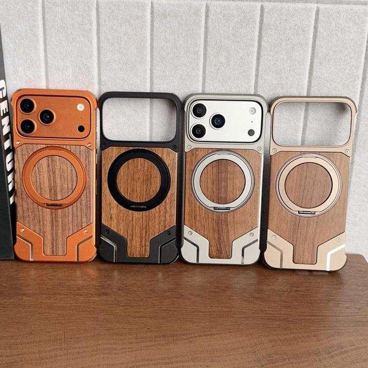 Magnetic Aluminum Wood Case for 17 Pro Max