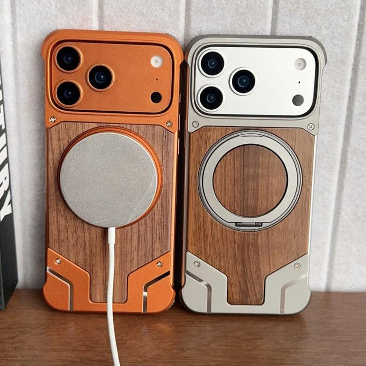 Magnetic Aluminum Wood Case for 17 Pro Max
