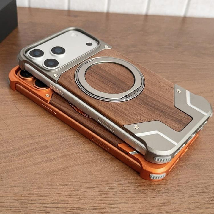 Magnetic Aluminum Wood Case for 17 Pro Max