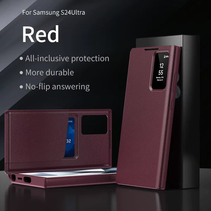 Smart View Flip Wallet Leather Case for Samsung S25 Ultra