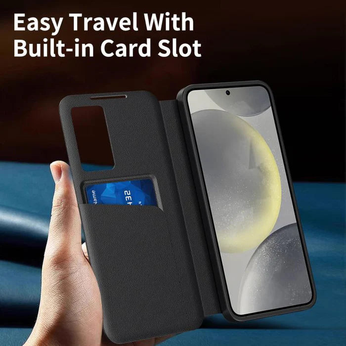Smart View Flip Wallet Leather Case for Samsung S25 Ultra