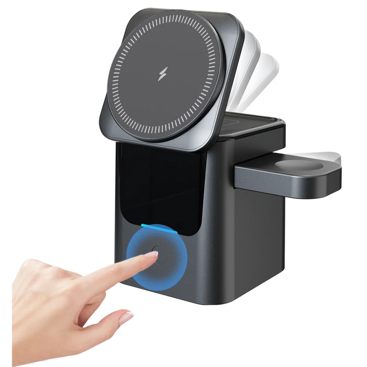 3-in-1 Magnetic Wireless Hidden Charger – Foldable Fast Charging Station