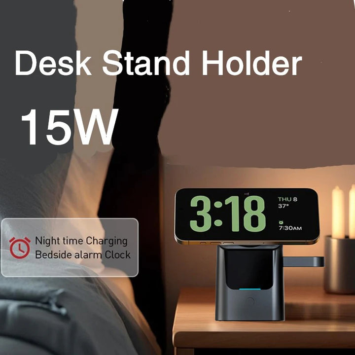 3-in-1 Magnetic Wireless Hidden Charger – Foldable Fast Charging Station