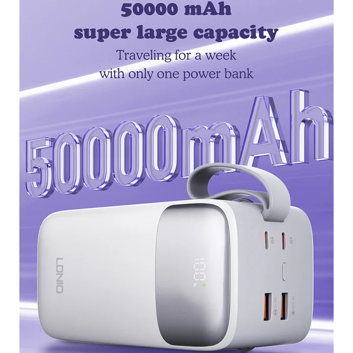 LDNIO Power Bank With Built-In Cables 50000mAh / 22.5W