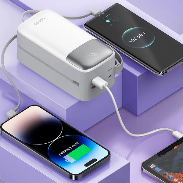 LDNIO Power Bank With Built-In Cables 50000mAh / 22.5W