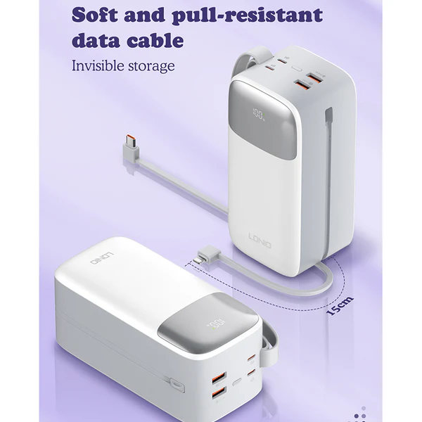 LDNIO Power Bank With Built-In Cables 50000mAh / 22.5W