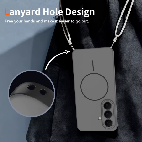 Magnetic Matte Silicone Case with Lanyard Support