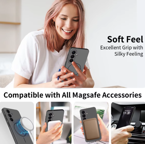 Magnetic Matte Silicone Case with Lanyard Support