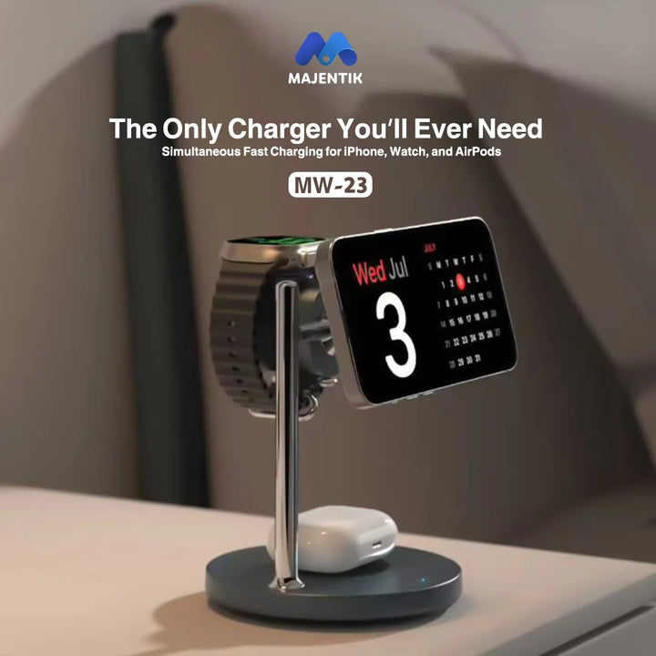 Majentik 3-in-1 Magnetic Wireless Charging Stand 25W with Cooling Fan