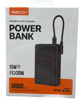 RECCI 2-in-1 10000mAh Power Bank with 15W Wireless Charging