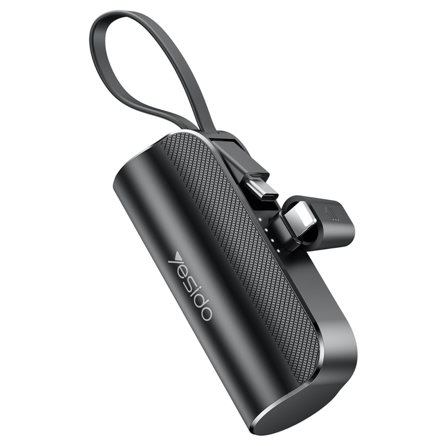 Yesido 5000mAh Super Mini Power Bank with Built-in USB-C & USB Plug