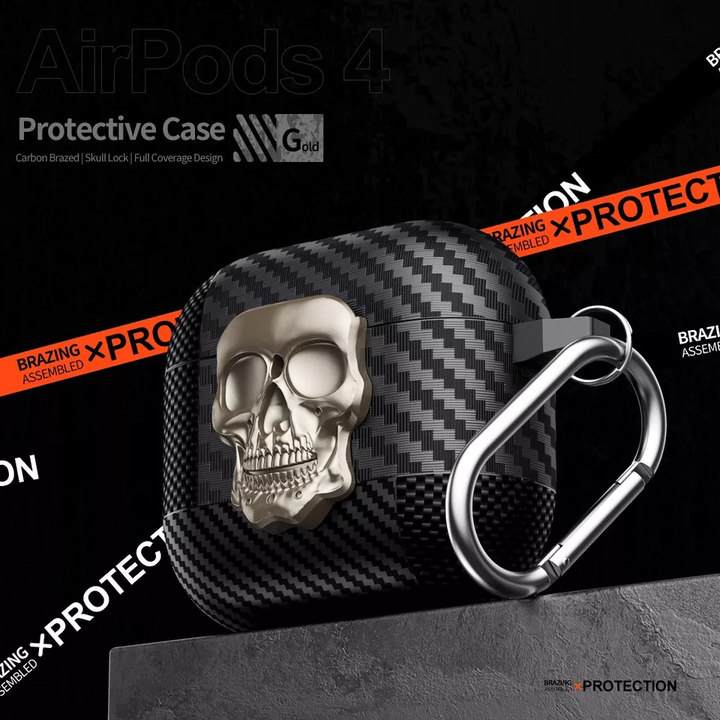 Carbon Fiber Skin Metal Skull Latch Switch AirPods Case