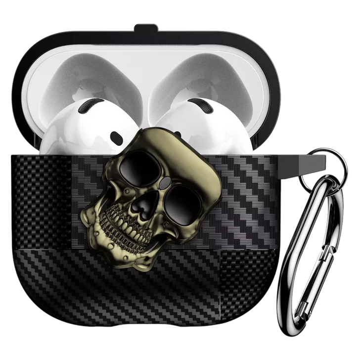 Carbon Fiber Skin Metal Skull Latch Switch AirPods Case