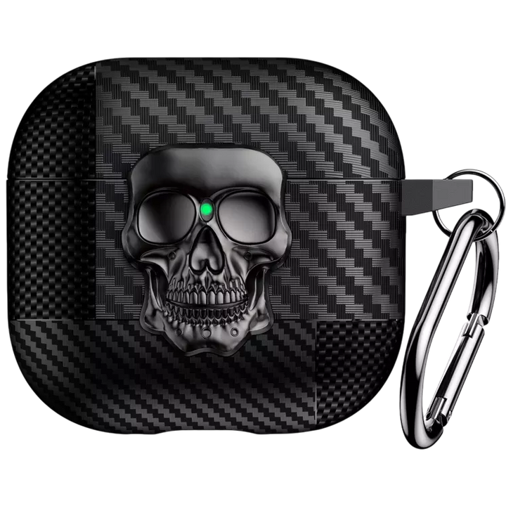 Carbon Fiber Skin Metal Skull Latch Switch AirPods Case
